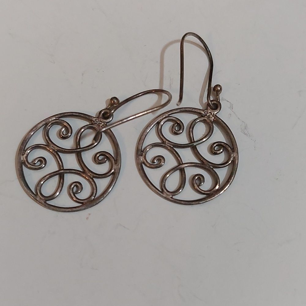 Solid Sterling Silver Celtic Scrolls Filigree Dan… - image 2
